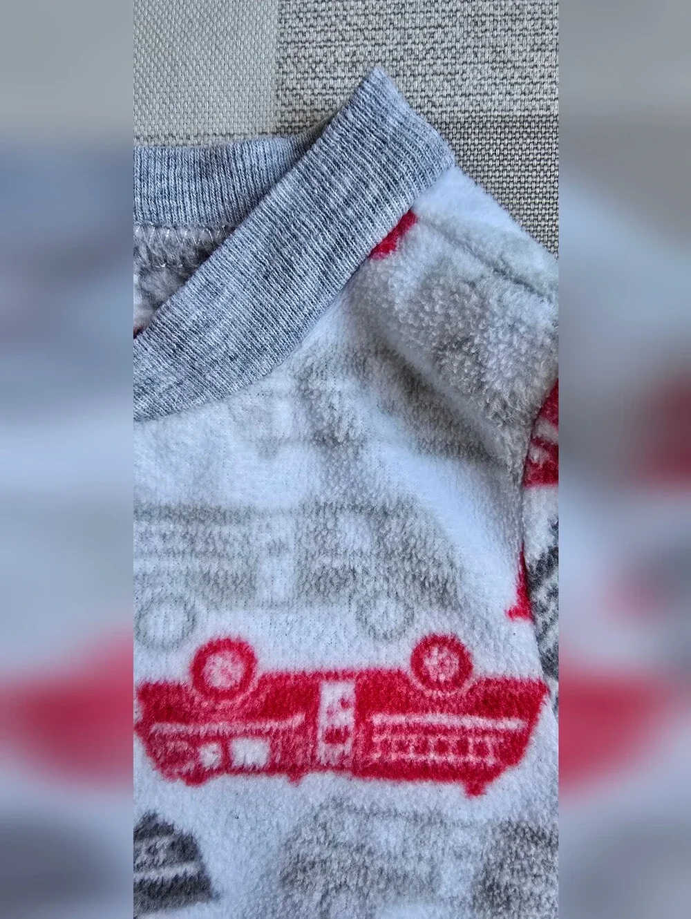 Firetruck Footed Pajamas White Gray Red Carter's